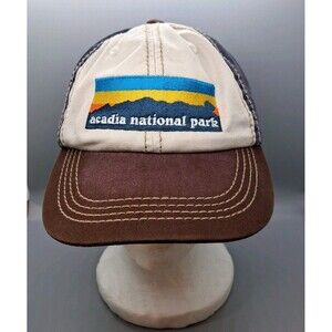New ACE USA Acadia National Park Faded Distressed Embroidered Strapback Hat NWT